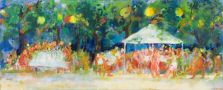 <p>Gartenfest Eitempera auf Leinwand 80 x 200 cm 2012</p>