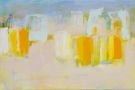 <p>Gelbe Strandhuetten Eitempera auf Leinwand 40 x 60 cm 2010</p>